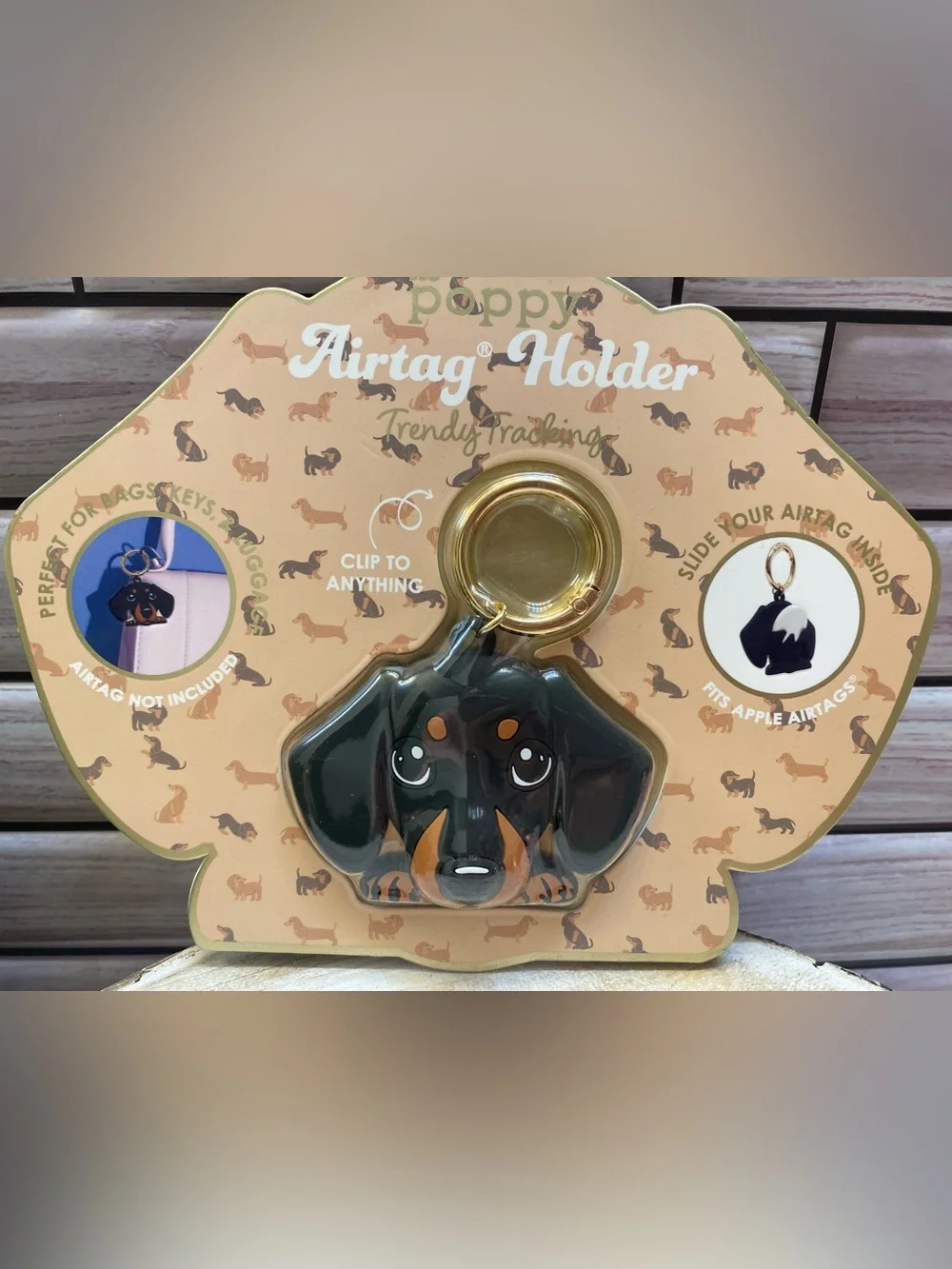 XO Poppy ❤️(1)  Miniature Dachshund AirTag Holder Clip Keychain Apple  New